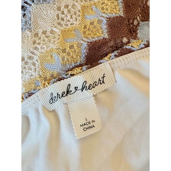 Crochet Halter Top With Adjustable Straps By Derek Heart L Multicolor Chevron Pa - Picture 5 of 5